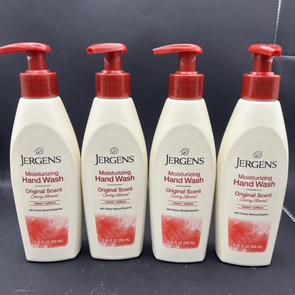 4 Jergens Moisturizing Hand Wash Soap Original Cherry Almond 8.45 oz Pump